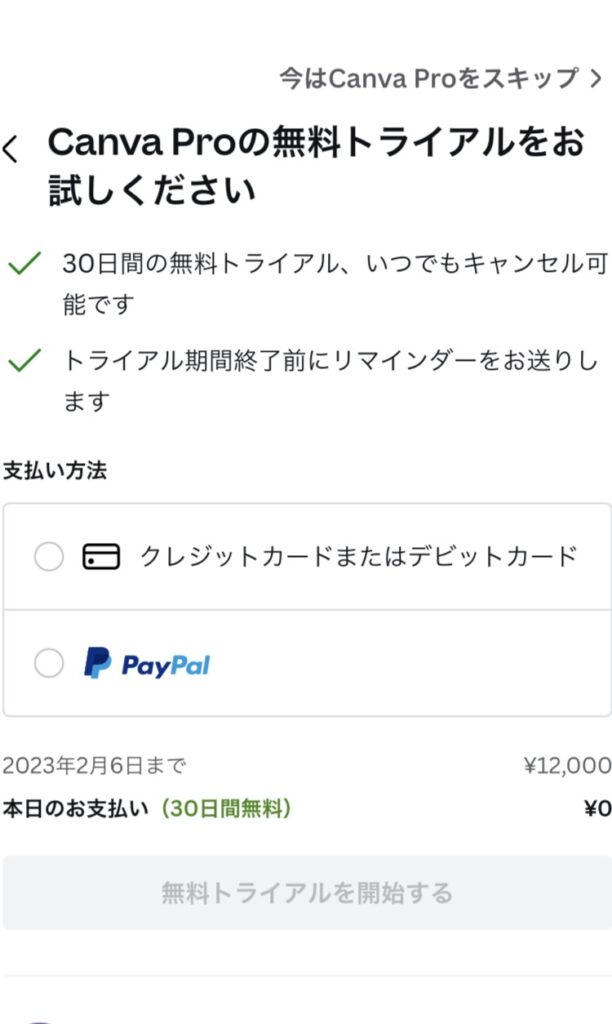canva pro の支払い方法